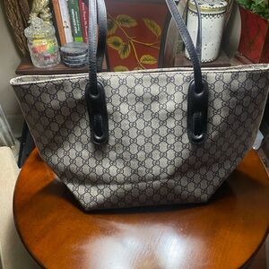 Beige and Black Women's Tote Bag